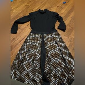 Chic Black and Brown Geometric Dress